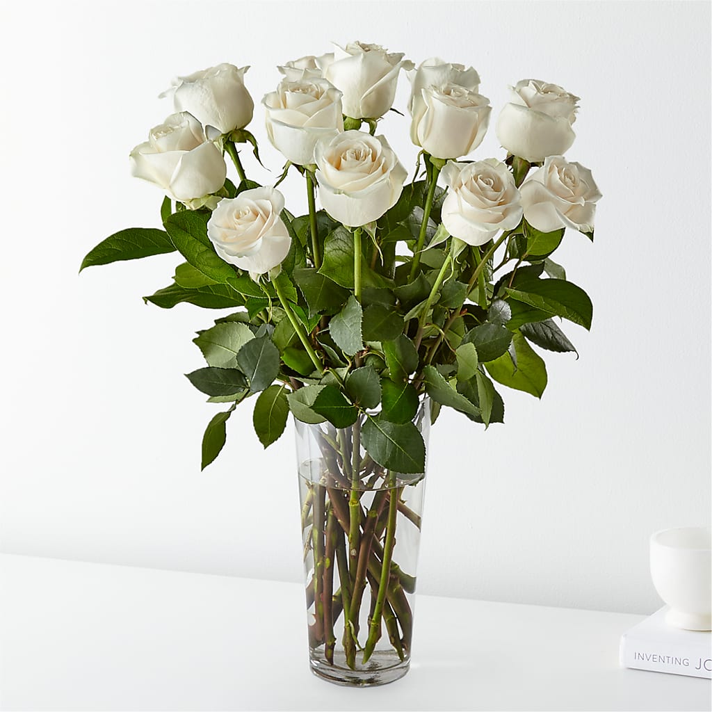 Long Stem White Rose Bouquet – NITA'S FLOWERS & GIFTS, Marlow OK