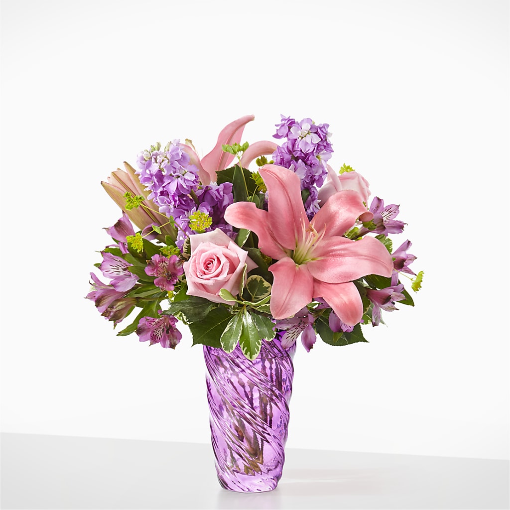 Precious Petals Bouquet with Luxe Swirl Vase – NITA'S FLOWERS & GIFTS, Marlow OK
