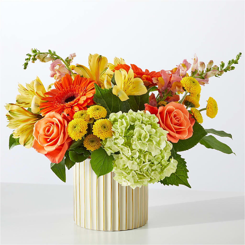Autumn Sunshine Bouquet with Ivory Vase – NITA'S FLOWERS & GIFTS, Marlow OK