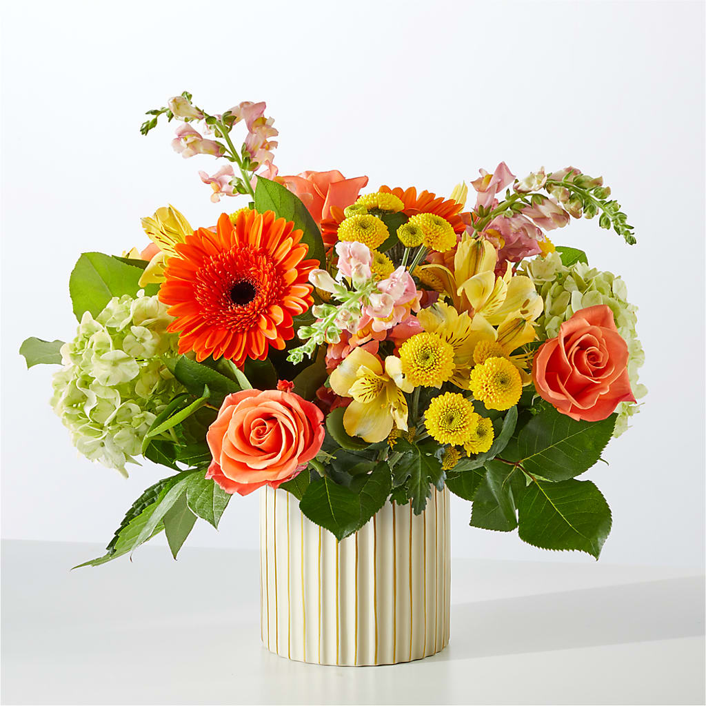 Autumn Sunshine Bouquet with Ivory Vase – NITA'S FLOWERS & GIFTS, Marlow OK