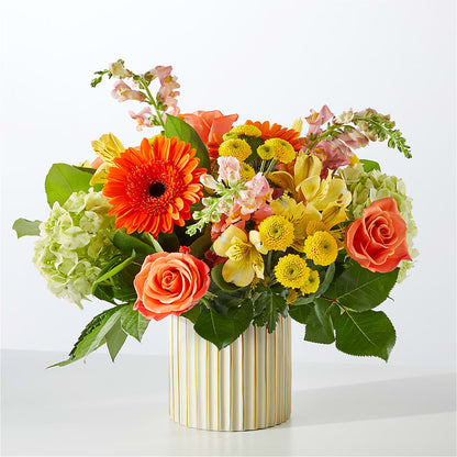 Autumn Sunshine Bouquet with Ivory Vase – NITA'S FLOWERS & GIFTS, Marlow OK