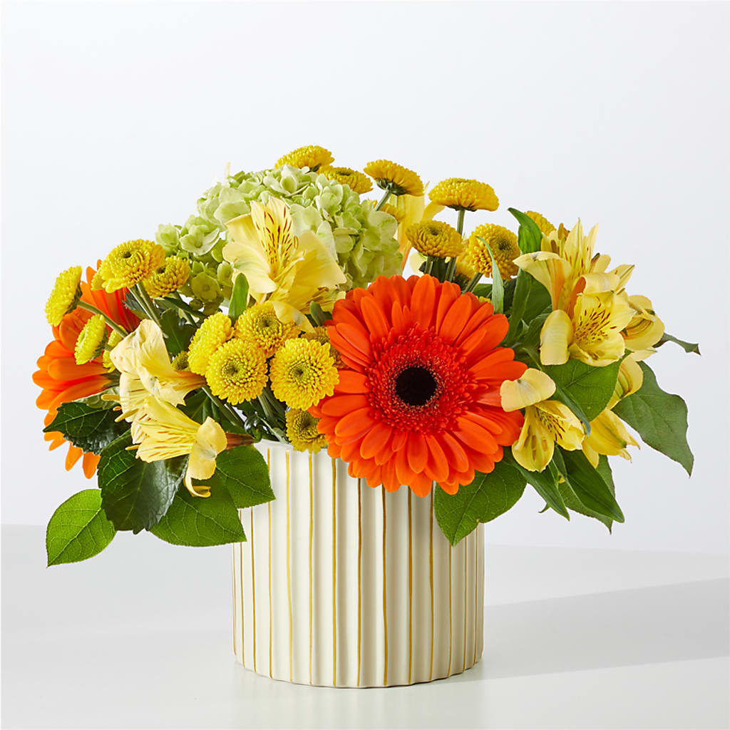 Autumn Sunshine Bouquet with Ivory Vase – NITA'S FLOWERS & GIFTS, Marlow OK