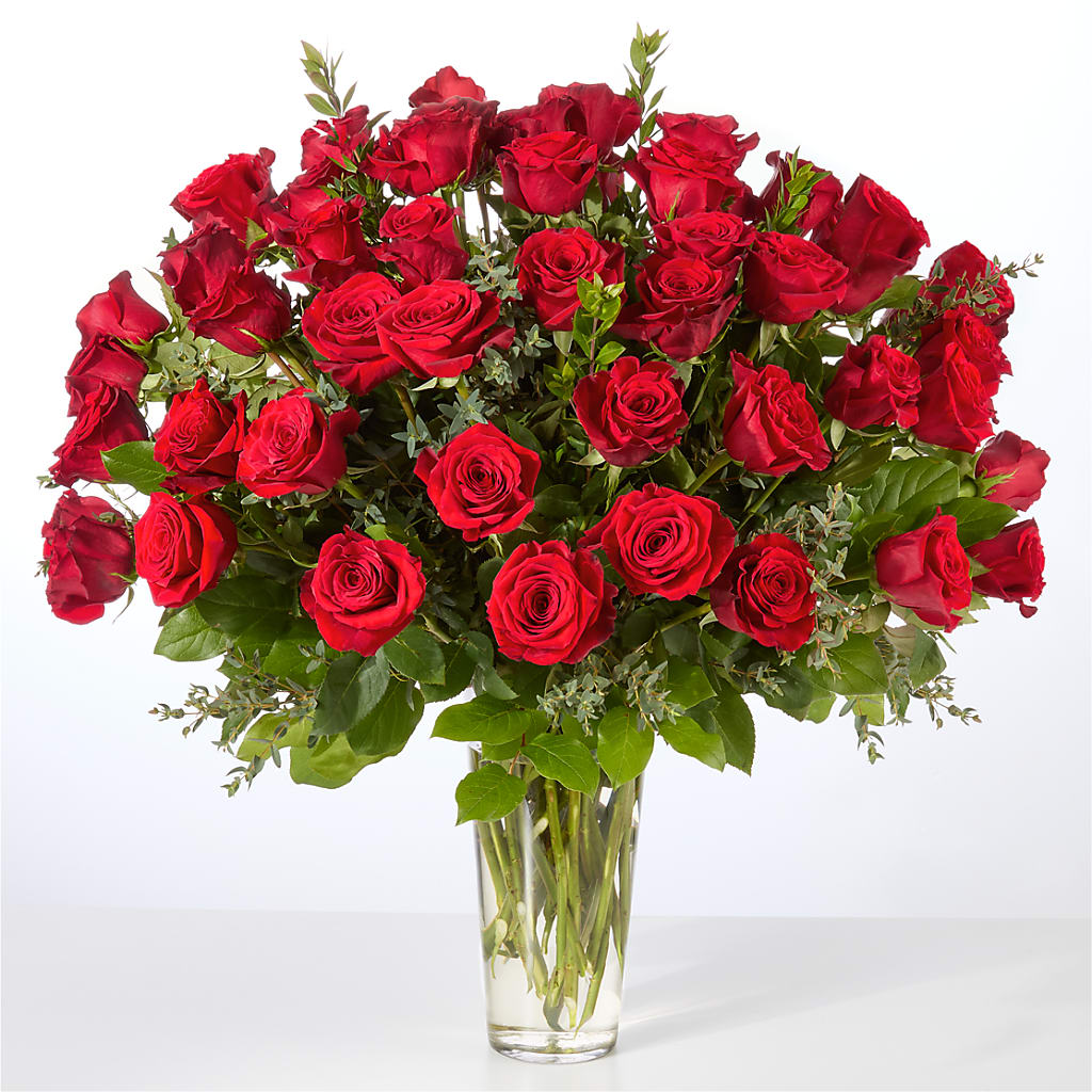 Forever Yours Fifty Stem Red Rose Bouquet – NITA'S FLOWERS & GIFTS, Marlow OK